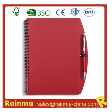 Caderno de capa de PVC vermelho para escola e material de escritório